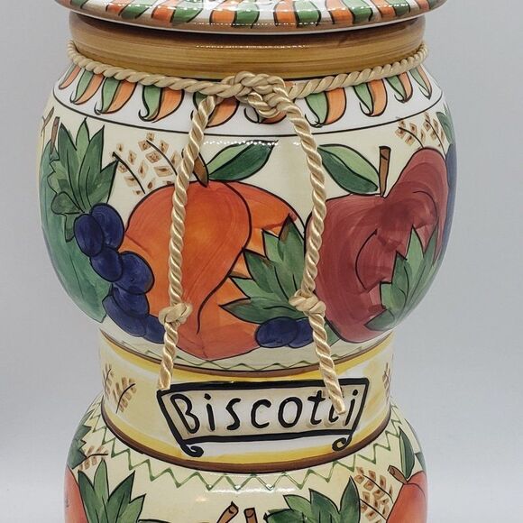 Nonni's Biscotti Hand Painted Fruit Motif Cookie Jar - Picture 16 of 16